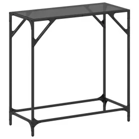 Console table with black glass surface and steel frame 80x35x81 cm by , console tables - Ref: Foro24-846019, Price: 39,95 €, ...