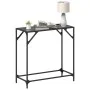 Console table with black glass surface and steel frame 80x35x81 cm by , console tables - Ref: Foro24-846019, Price: 39,95 €, ...