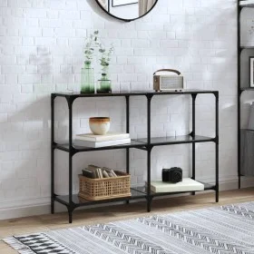 Console table with black glass surface and steel frame 118.5x30x81cm by , console tables - Ref: Foro24-846031, Price: 79,47 €...