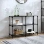 Console table with black glass surface and steel frame 118.5x30x81cm by , console tables - Ref: Foro24-846031, Price: 79,47 €...