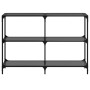 Console table with black glass surface and steel frame 118.5x30x81cm by , console tables - Ref: Foro24-846031, Price: 80,53 €...