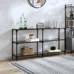 Console table with black glass surface and steel frame 158.5x30x81cm by , console tables - Ref: Foro24-846033, Price: 91,90 €...