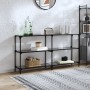 Console table with black glass surface and steel frame 158.5x30x81cm by , console tables - Ref: Foro24-846033, Price: 93,09 €...