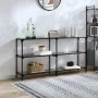 Console table with black glass surface and steel frame 158.5x30x81cm by , console tables - Ref: Foro24-846033, Price: 91,90 €...