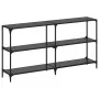 Console table with black glass surface and steel frame 158.5x30x81cm by , console tables - Ref: Foro24-846033, Price: 91,90 €...