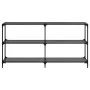 Console table with black glass surface and steel frame 158.5x30x81cm by , console tables - Ref: Foro24-846033, Price: 91,90 €...