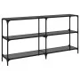 Console table with black glass surface and steel frame 158.5x30x81cm by , console tables - Ref: Foro24-846033, Price: 91,90 €...