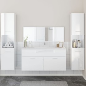 Juego muebles de baño 4 pzas madera contrachapada blanco brillo de , Muebles de baño - Ref: Foro24-3308540, Precio: 218,83 €,...