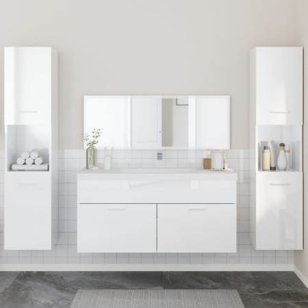 Juego muebles de baño 4 pzas madera contrachapada blanco brillo de , Muebles de baño - Ref: Foro24-3308540, Precio: 223,43 €
