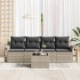 Conjunto de sofá de jardín 5 pcs Gris Claro Poliratán