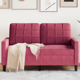 Zweisitziges Samtsofa in Bordeauxrot, 120 cm. von , Sofas - Ref: Foro24-4007618, Preis: 229,80 €, Rabatt: %