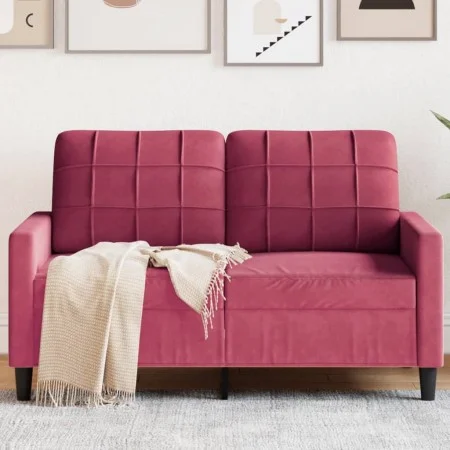 Zweisitziges Samtsofa in Bordeauxrot, 120 cm. von , Sofas - Ref: Foro24-4007618, Preis: 229,80 €, Rabatt: %