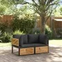 Eck-Gartensofa mit massiven Akazienholz-Kissen von , Modulare Sofas für den Außenbereich - Ref: Foro24-367638, Preis: 155,07 ...