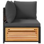 Eck-Gartensofa mit massiven Akazienholz-Kissen von , Modulare Sofas für den Außenbereich - Ref: Foro24-367638, Preis: 161,21 ...
