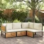 Garden sofa without armrests with solid acacia wood cushions by , Modular outdoor sofas - Ref: Foro24-367646, Price: 126,14 €...