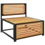 Garden sofa without armrests with solid acacia wood cushions by , Modular outdoor sofas - Ref: Foro24-367646, Price: 126,14 €...