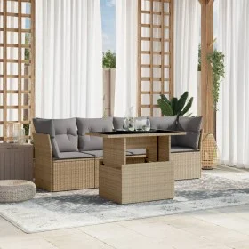 Gartensofa-Set mit 5-teiligen Kissen aus synthetischem Rattan in Beige. von , Gartensets - Ref: Foro24-3266349, Preis: 336,14...