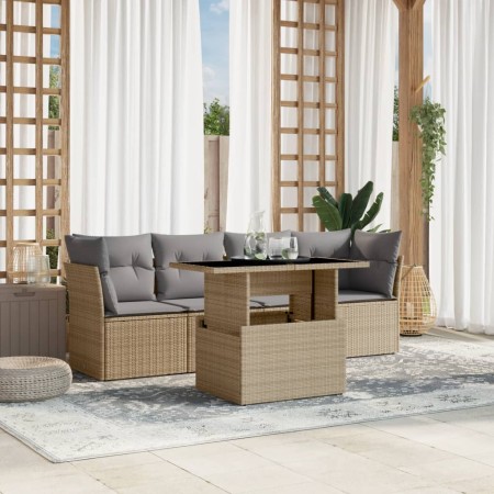 Garden sofa set with 5-piece synthetic rattan beige cushions by , Garden sets - Ref: Foro24-3266349, Price: 337,81 €, Discoun...