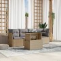 Gartensofa-Set mit 5-teiligen Kissen aus synthetischem Rattan in Beige. von , Gartensets - Ref: Foro24-3266349, Preis: 337,81...