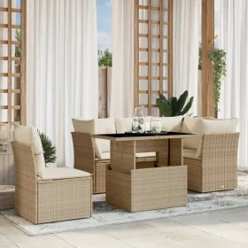 Garden sofa set with 6-piece synthetic rattan beige cushions by , Garden sets - Ref: Foro24-3266588, Price: 464,68 €, Discoun...