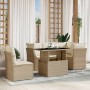 Gartensofa-Set mit 6-teiligen Kissen aus synthetischem Rattan in Beige. von , Gartensets - Ref: Foro24-3266588, Preis: 438,88...