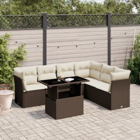 7-piece garden sofa set with brown PE rattan cushions by , Garden sets - Ref: Foro24-3266613, Price: 501,79 €, Discount: %