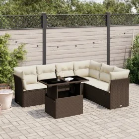 7-piece garden sofa set with brown PE rattan cushions by , Garden sets - Ref: Foro24-3266613, Price: 511,18 €, Discount: %