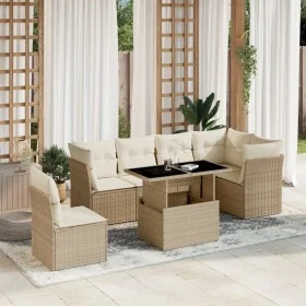 Set of 7-piece garden sofas and beige synthetic rattan cushions by , Garden sets - Ref: Foro24-3266618, Price: 507,98 €, Disc...