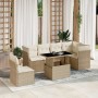 Gartensofagarnitur 7-teilig mit Kissen aus synthetischem Rattan in Beige. von , Gartensets - Ref: Foro24-3266618, Preis: 497,...