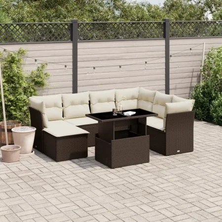 Garden set with 8 pieces of sofas and brown synthetic rattan cushions. by , Garden sets - Ref: Foro24-3266763, Price: 557,46 ...