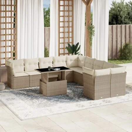 Gartensofa-Set 11-teilig mit beigen Polstern aus synthetischem Rattan von , Gartensets - Ref: Foro24-3266878, Preis: 755,17 €...