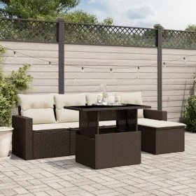Set of 6-piece garden sofas and brown synthetic rattan cushions by , Garden sets - Ref: Foro24-3267243, Price: 416,69 €, Disc...