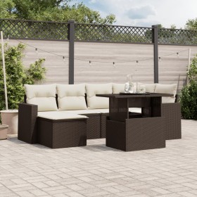 7-piece garden sofa set with brown PE rattan cushions by , Garden sets - Ref: Foro24-3267423, Price: 479,62 €, Discount: %