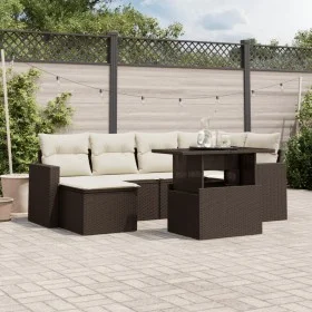 7-piece garden sofa set with brown PE rattan cushions by , Garden sets - Ref: Foro24-3267423, Price: 505,79 €, Discount: %