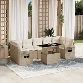 Garden sofa set with 8 pieces of synthetic beige rattan and cushions. by , Garden sets - Ref: Foro24-3267778, Price: 613,28 €...