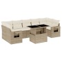 Garden sofa set with 8 pieces of synthetic beige rattan and cushions. by , Garden sets - Ref: Foro24-3267778, Price: 588,92 €...