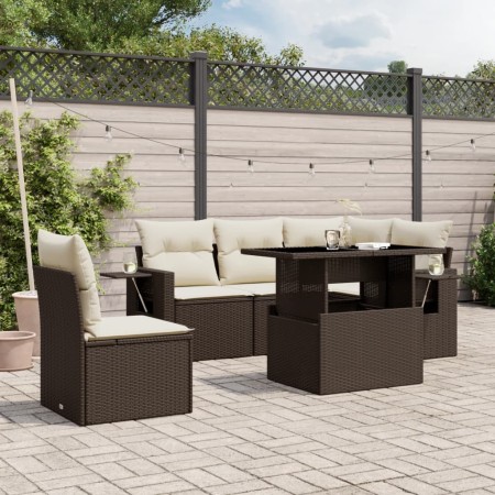 Set sofás de jardín 6 piezas y cojines ratán sintético marrón de , Conjuntos de jardín - Ref: Foro24-3267913, Precio: 441,09 ...