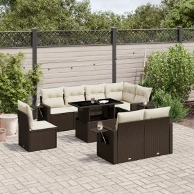 Set de sofás de jardín 9 pzas y cojines ratán sintético marrón de , Conjuntos de jardín - Ref: Foro24-3268043, Precio: 680,48...