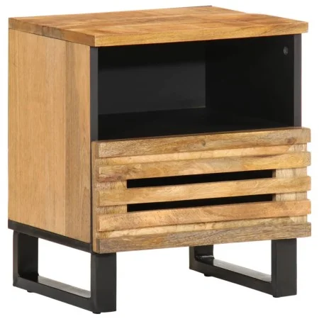 Mesita de noche de madera maciza de mango rugosa 40x34x46 cm de , Mesitas de noche - Ref: Foro24-377466, Precio: 49,83 €, Des...