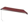 Manual retractable awning with burgundy LEDs 400x350 cm by , Awnings - Ref: Foro24-3214999, Price: 428,98 €, Discount: %