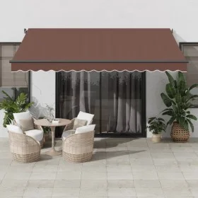 Manual retractable brown awning 400x300 cm by , Awnings - Ref: Foro24-3310208, Price: 317,63 €, Discount: %