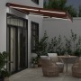 Toldo retráctil manual con luz LED marrón 300x250 cm de , Toldos - Ref: Foro24-3215741, Precio: 273,23 €, Descuento: %