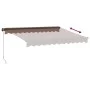 Toldo retráctil manual con luz LED marrón 300x250 cm de , Toldos - Ref: Foro24-3215741, Precio: 292,00 €, Descuento: %