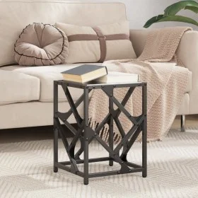 Mesa de centro de acero y superficie vidrio negro 30x30x41 cm de , Mesas de centro - Ref: Foro24-845989, Precio: 32,21 €, Des...