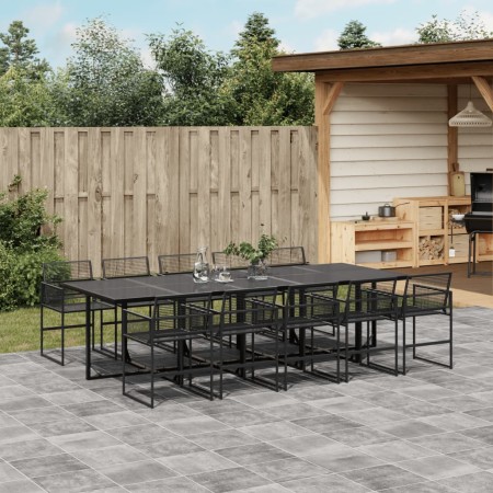 Set de comedor de jardín 11 pzas ratán sintético negro de , Conjuntos de jardín - Ref: Foro24-3295036, Precio: 740,97 €, Desc...
