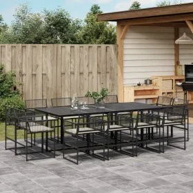 Set comedor de jardín con cojines 13 pzas ratán sintético negro de , Conjuntos de jardín - Ref: Foro24-3295015, Precio: 785,9...