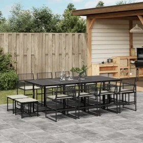 Set comedor de jardín con cojines 13 pzas ratán sintético negro de , Conjuntos de jardín - Ref: Foro24-3295020, Precio: 653,0...