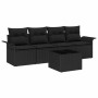 Conjunto de sofá de jardín 5 pcs Negro Poliratán