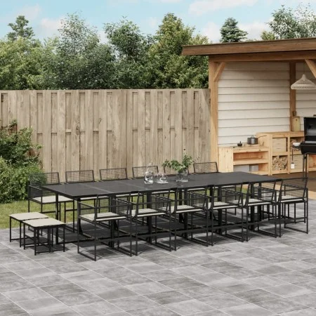 Set de muebles jardín 17 pzas con cojines ratán sintético negro de , Conjuntos de jardín - Ref: Foro24-3295022, Precio: 961,3...