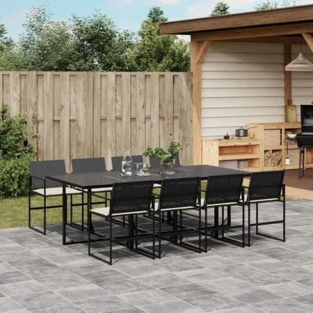 9-piece garden dining set with black synthetic rattan cushions by , Garden sets - Ref: Foro24-3295060, Price: 536,97 €, Disco...